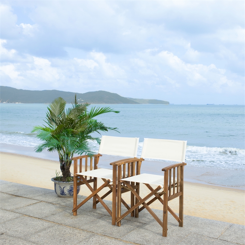 Safavieh Laguna Wood and Fabric Director Chair in Natural / Beige