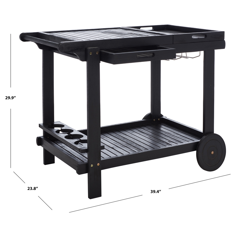 Safavieh Orland Wood Tea Trolly in Black
