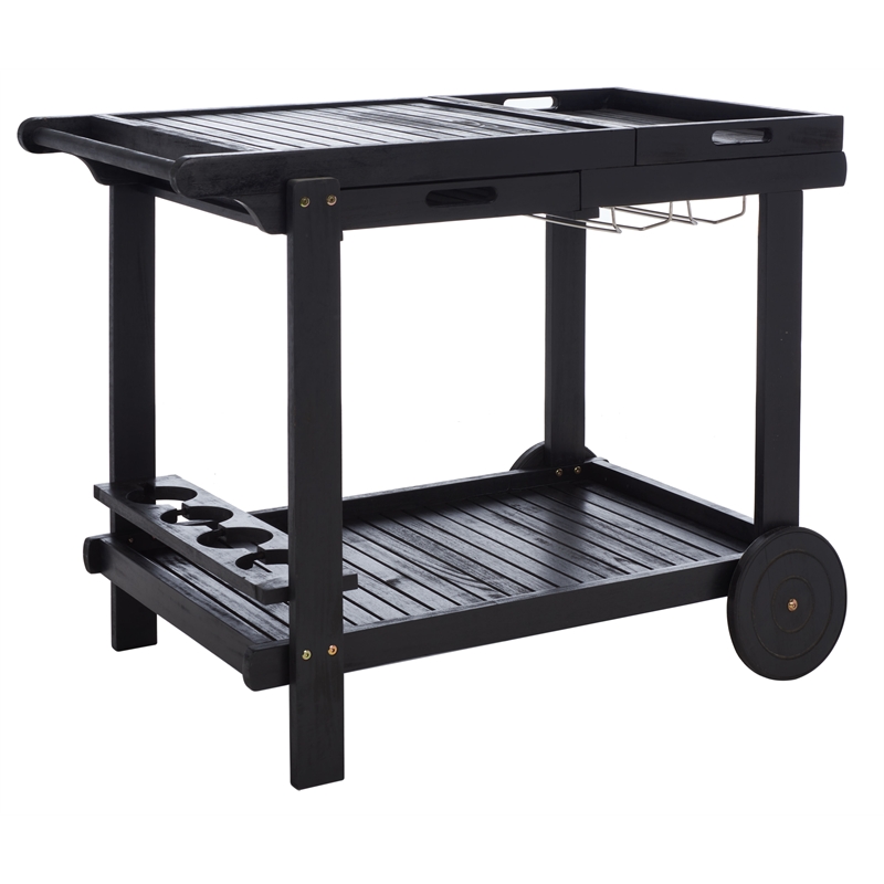 Safavieh Orland Wood Tea Trolly in Black