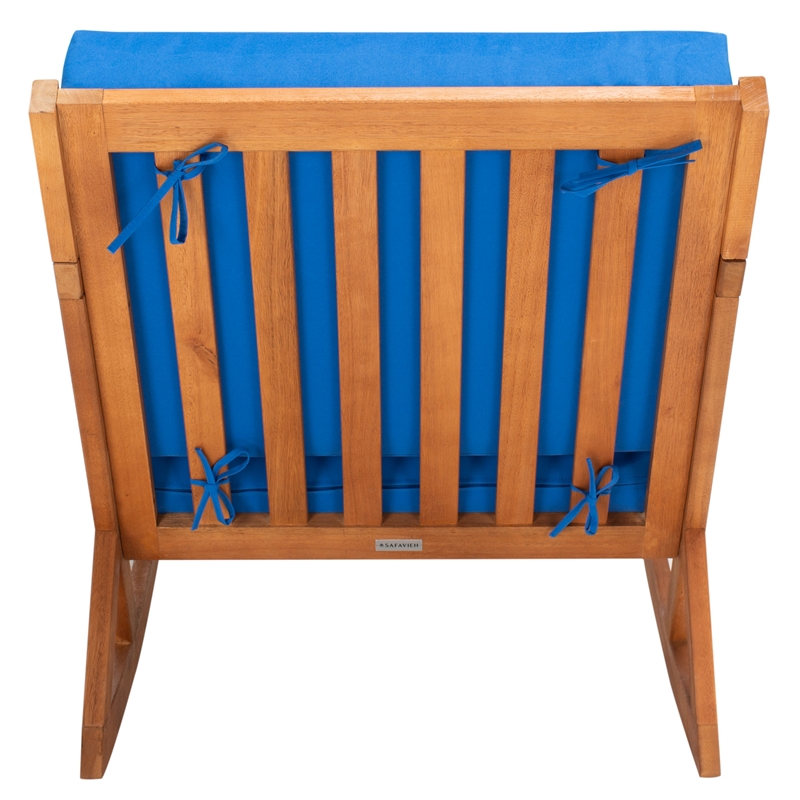 Safavieh Vernon Wood Rocking Chair in Natural / Royal Blue