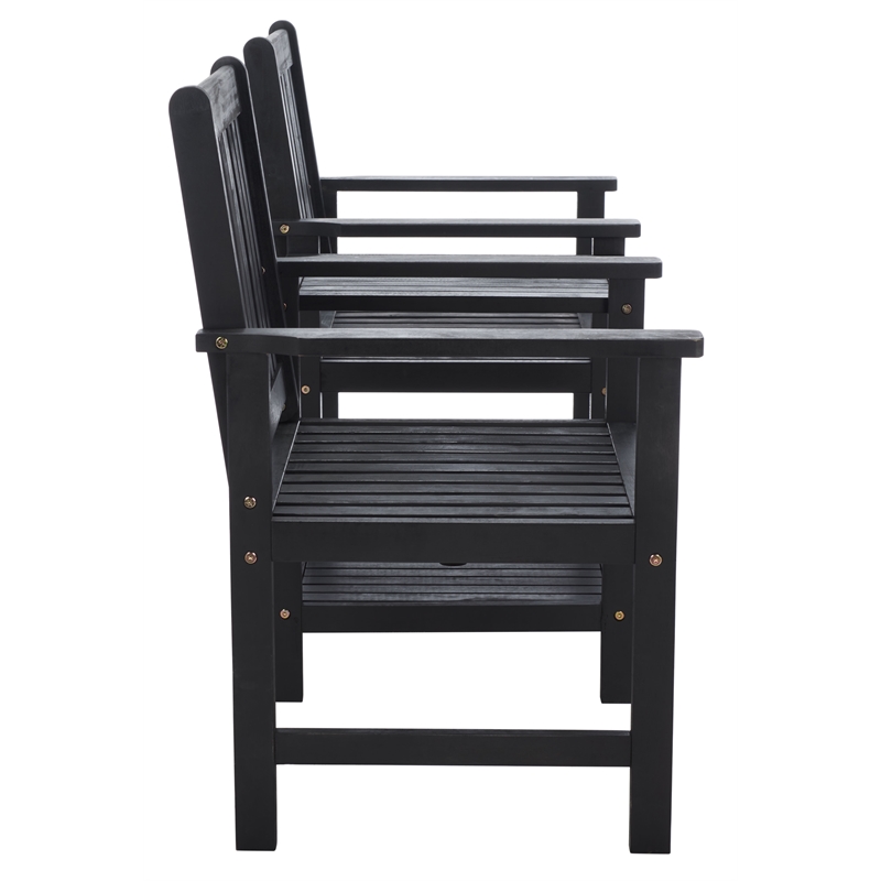 Safavieh Brea Twin Seat Wood Bench in Black