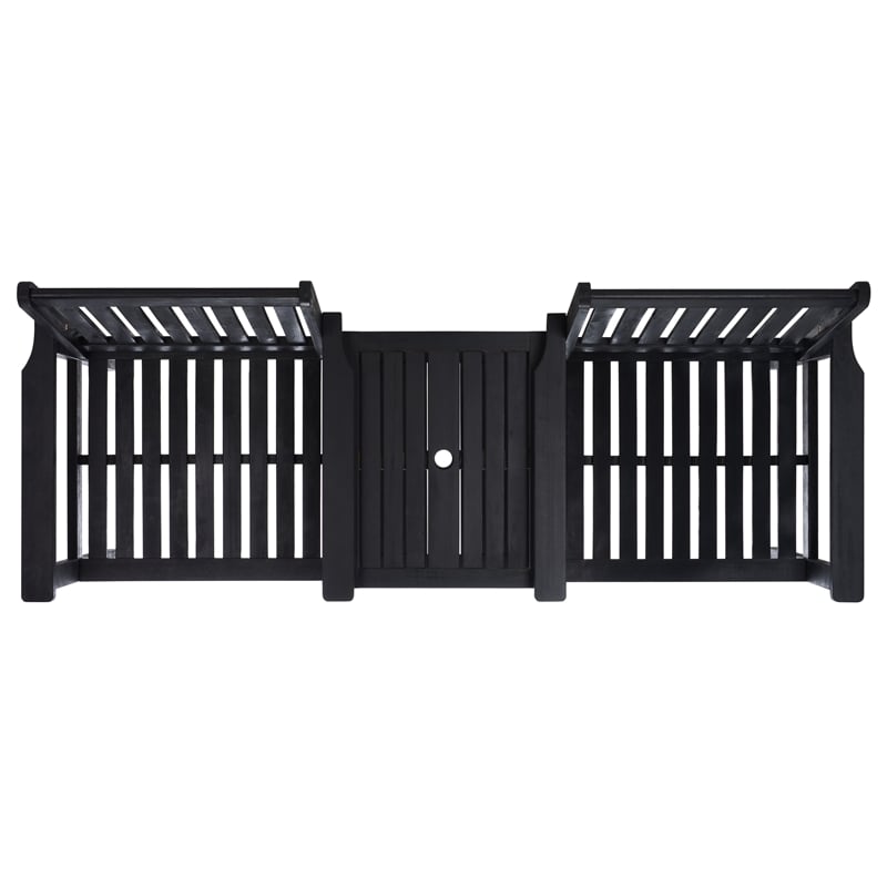 Safavieh Brea Twin Seat Wood Bench in Black