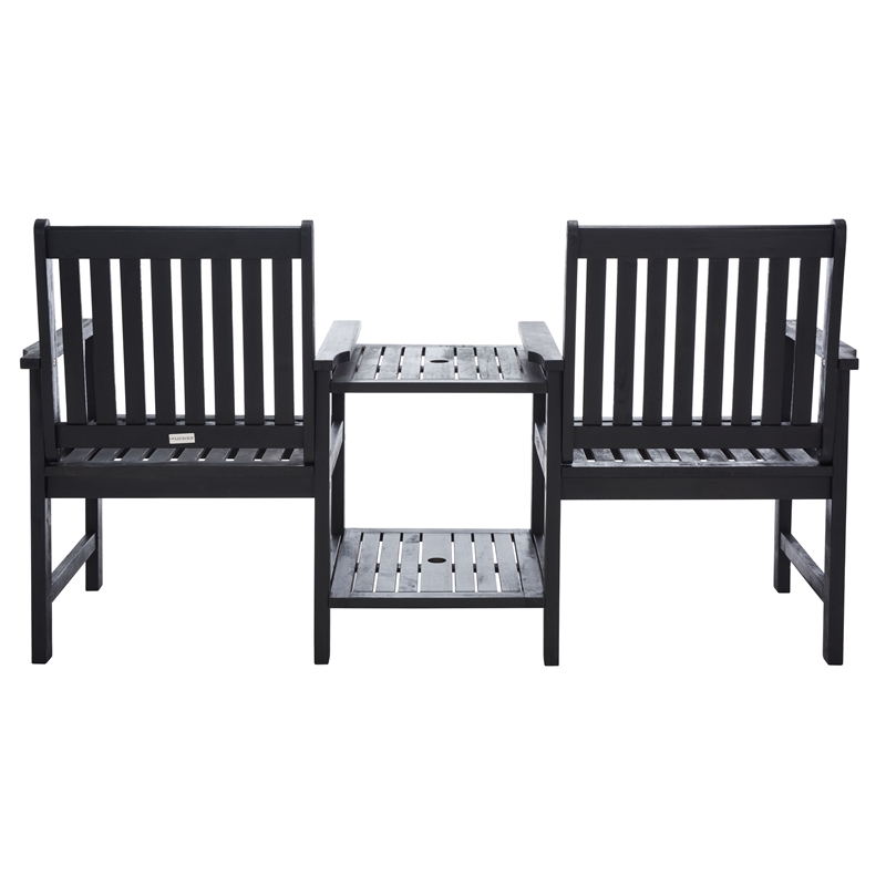 Safavieh Brea Twin Seat Wood Bench in Black