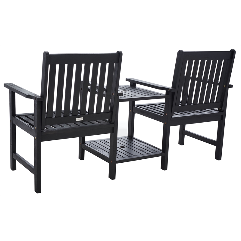 Safavieh Brea Twin Seat Wood Bench in Black
