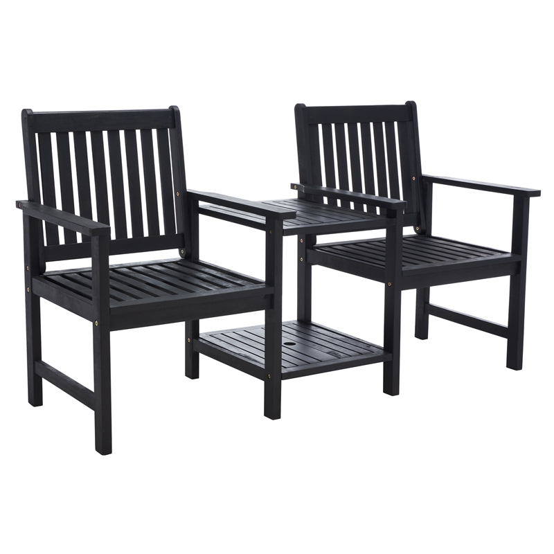 Safavieh Brea Twin Seat Wood Bench in Black