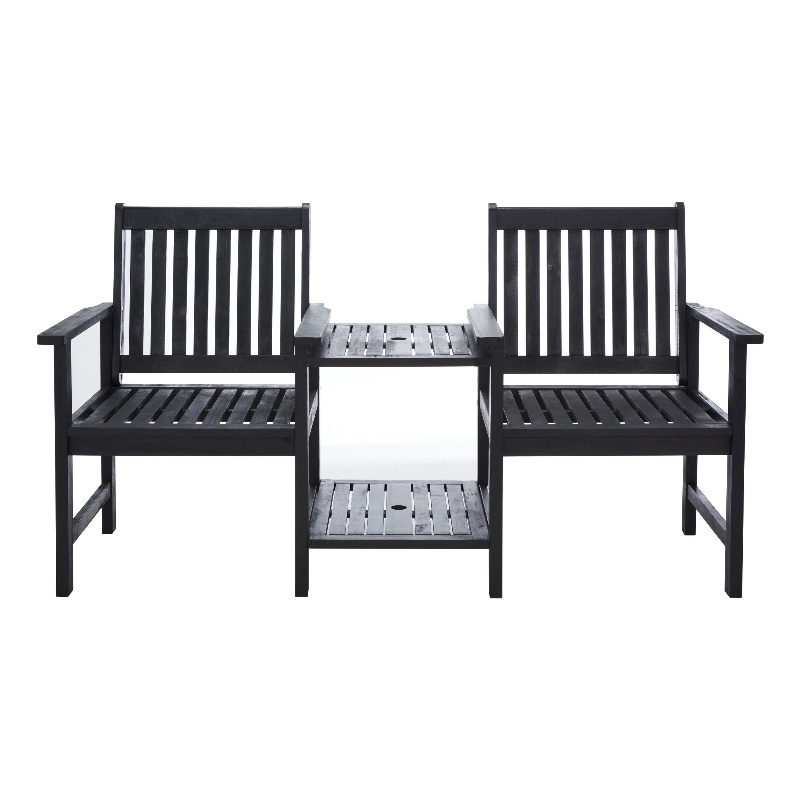 Safavieh Brea Twin Seat Wood Bench in Black