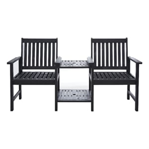 Safavieh Brea Twin Seat Wood Bench in Black