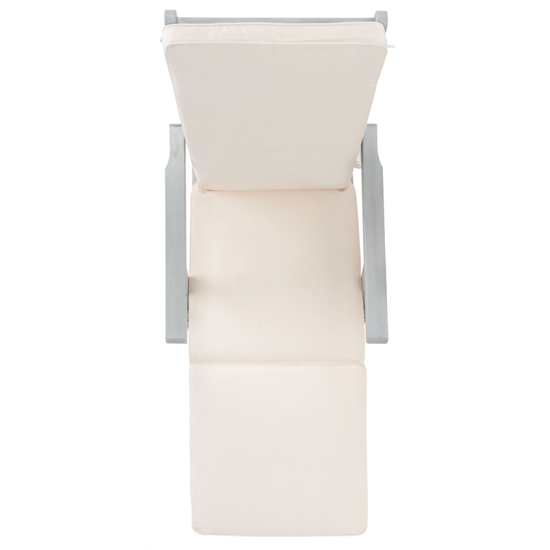 Safavieh Palmdale Wood and Fabric Lounge Chair in Gray / Beige
