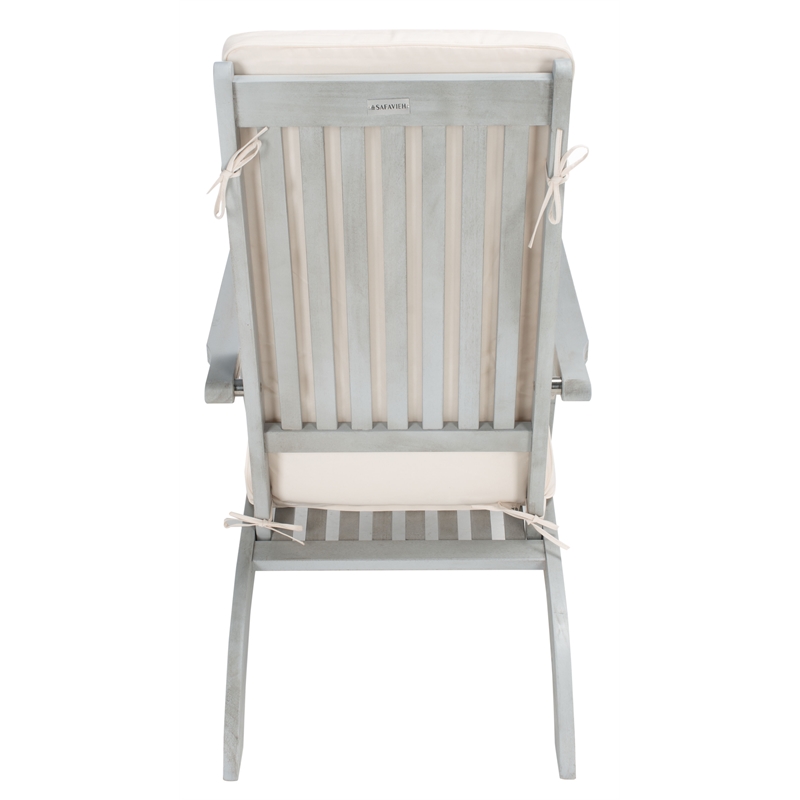 Safavieh Palmdale Wood and Fabric Lounge Chair in Gray / Beige