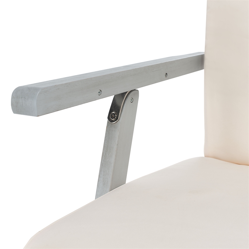 Safavieh Palmdale Wood and Fabric Lounge Chair in Gray / Beige