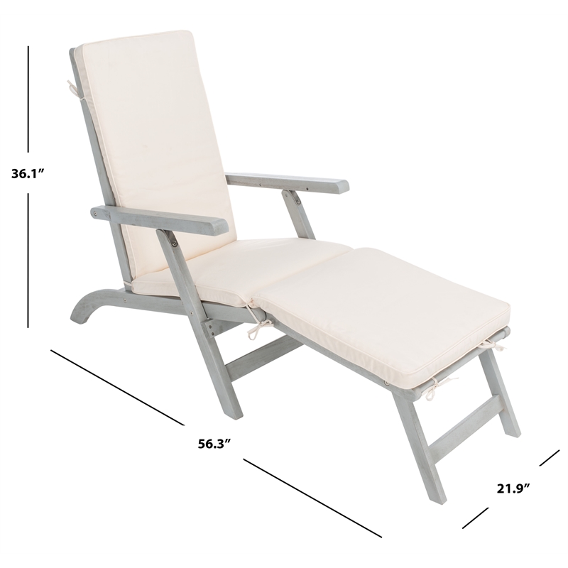 Safavieh Palmdale Wood and Fabric Lounge Chair in Gray / Beige