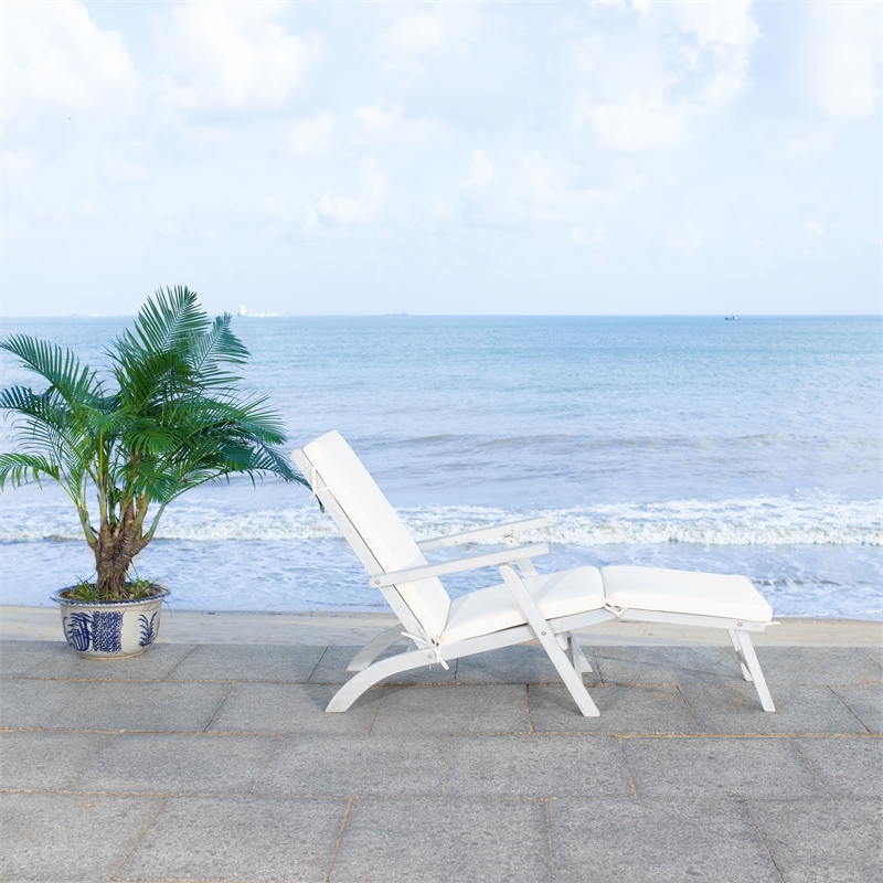 Safavieh Palmdale Wood and Fabric Lounge Chair in Gray / Beige