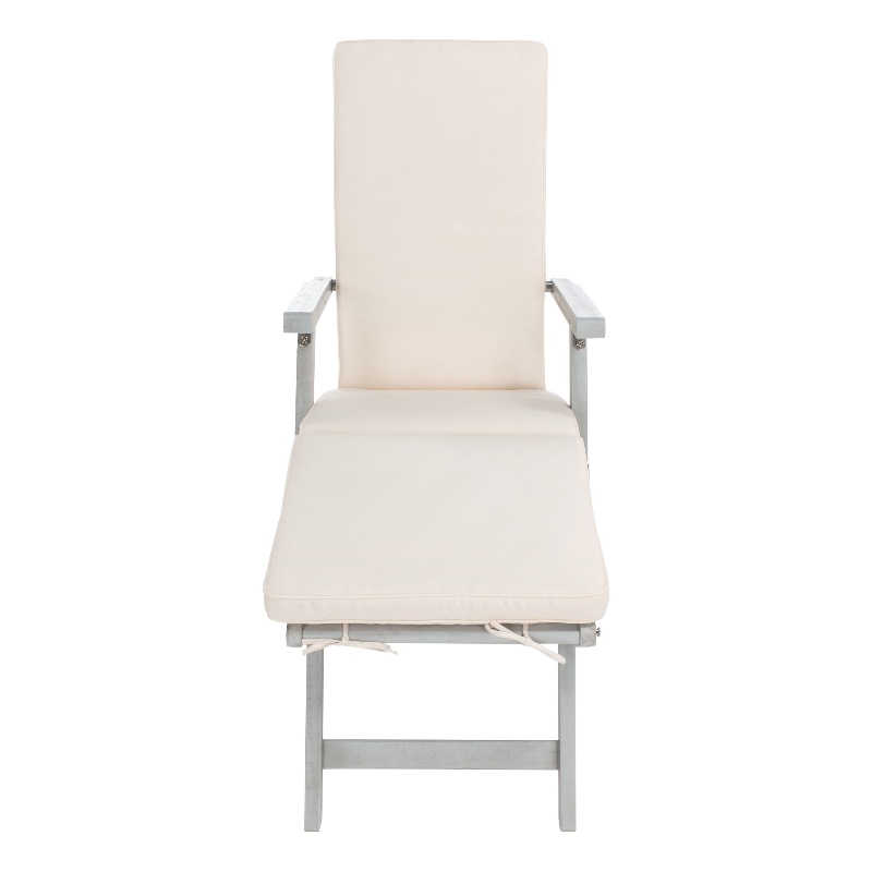 Safavieh Palmdale Wood and Fabric Lounge Chair in Gray / Beige