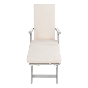 Safavieh Palmdale Wood and Fabric Lounge Chair in Gray / Beige
