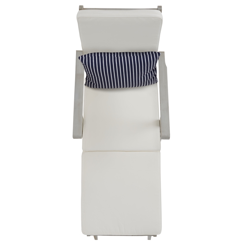 Safavieh Palmdale Wood and Fabric Lounge Chair in Gray / Beige / Navy
