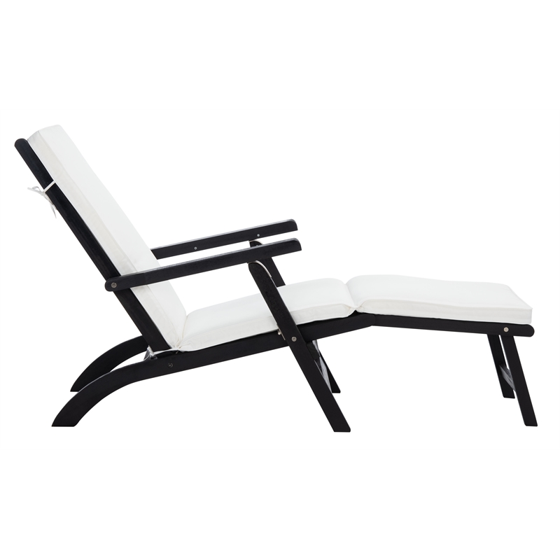 Safavieh Palmdale Wood and Fabric Lounge Chair in Black / Beige