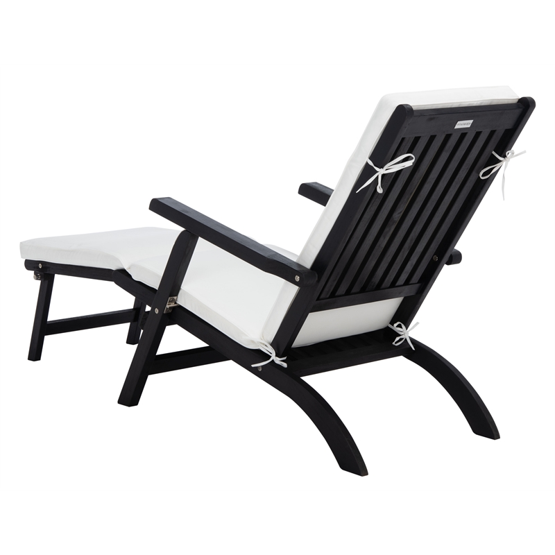Safavieh Palmdale Wood and Fabric Lounge Chair in Black / Beige