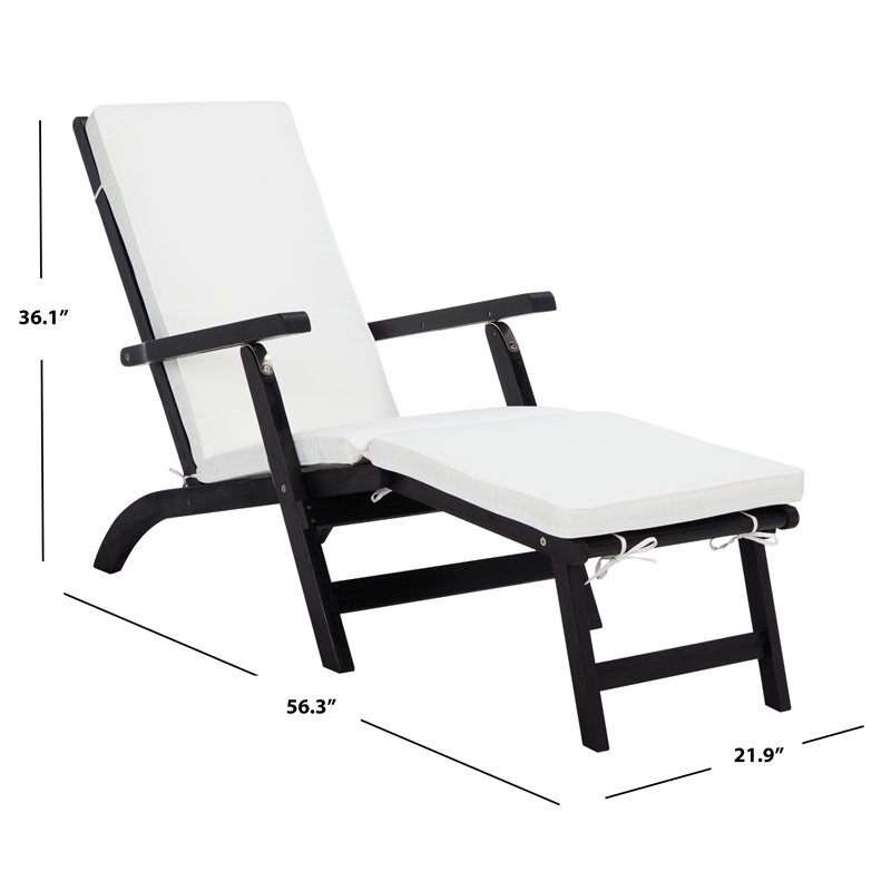 Safavieh Palmdale Wood and Fabric Lounge Chair in Black / Beige