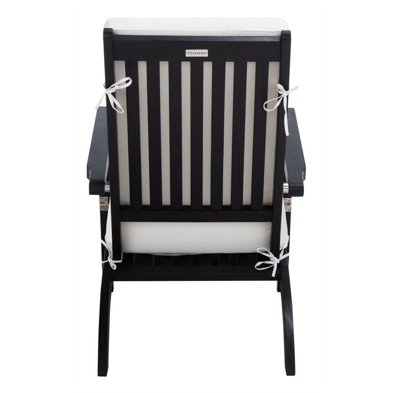 Safavieh Palmdale Wood and Fabric Lounge Chair in Black / Beige