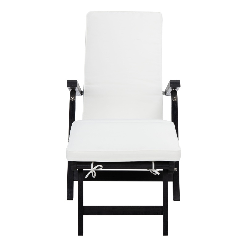 Safavieh Palmdale Wood and Fabric Lounge Chair in Black / Beige