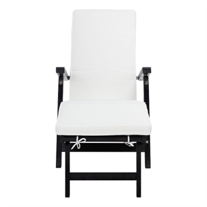 Safavieh Palmdale Wood and Fabric Lounge Chair in Black / Beige
