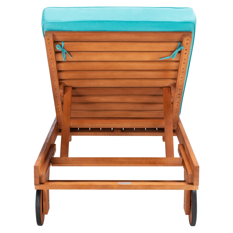Safavieh Newport Wood Lounge Chair in Natural / Aqua
