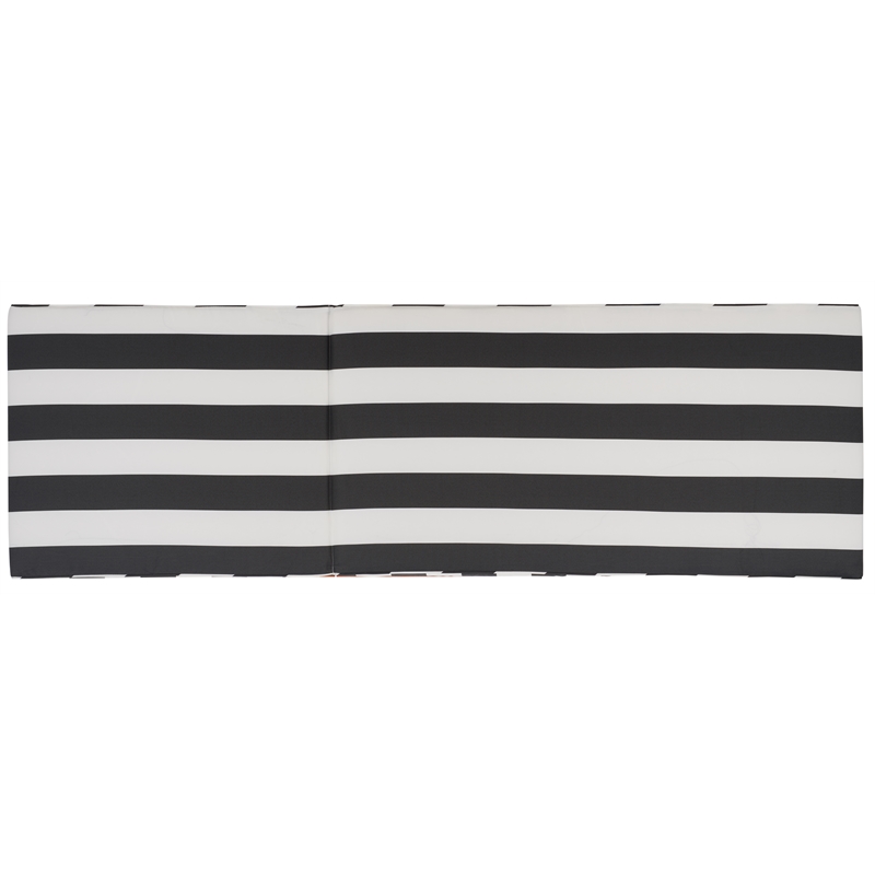 Safavieh Solano Wood and Fabric Sunlounger in Natural / Navy