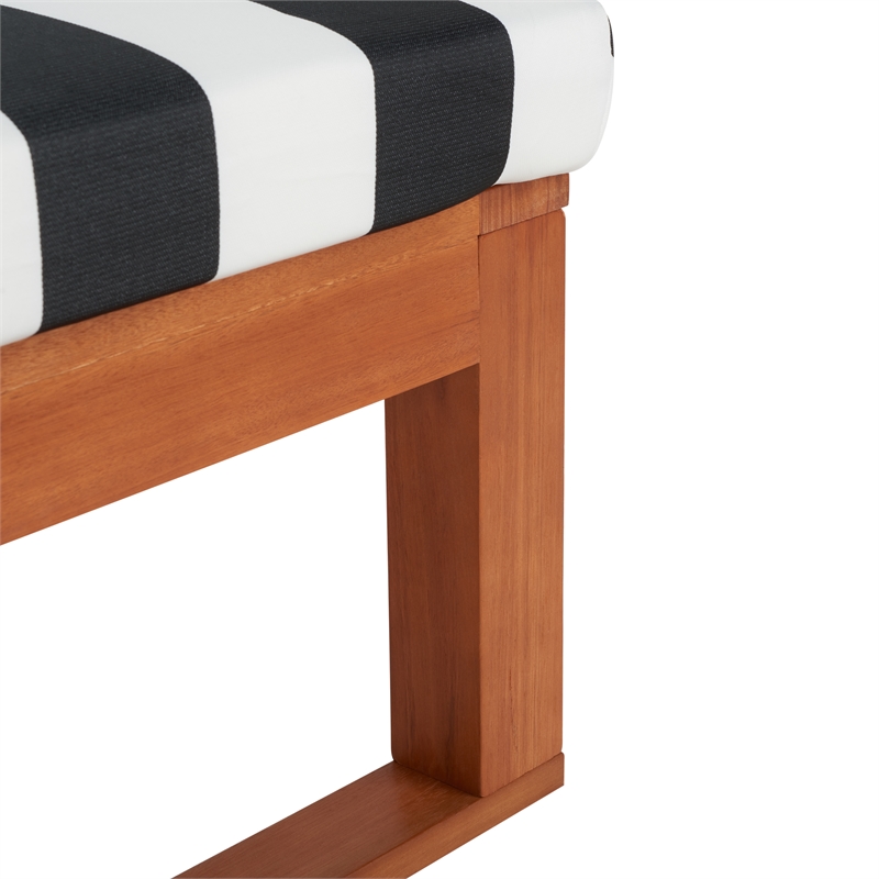 Safavieh Solano Wood and Fabric Sunlounger in Natural / Navy