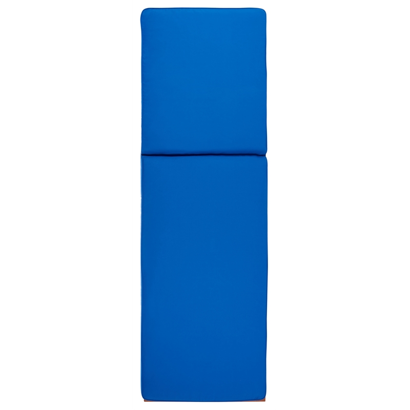 Safavieh Solano Wood and Fabric Sunlounger in Natural / Royal Blue