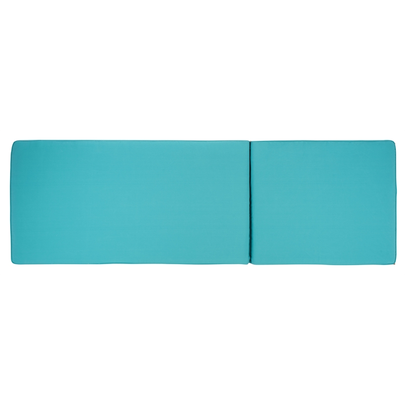 Safavieh Solano Wood and Fabric Sunlounger in Natural / Aqua