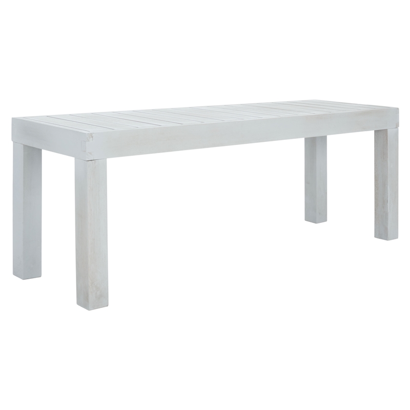 Safavieh Dario 3 Piece Wood Dining Set w/Two Bench in Gray