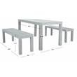 Safavieh Dario 3 Piece Wood Dining Set w/Two Bench in Gray