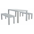 Safavieh Dario 3 Piece Wood Dining Set w/Two Bench in Gray