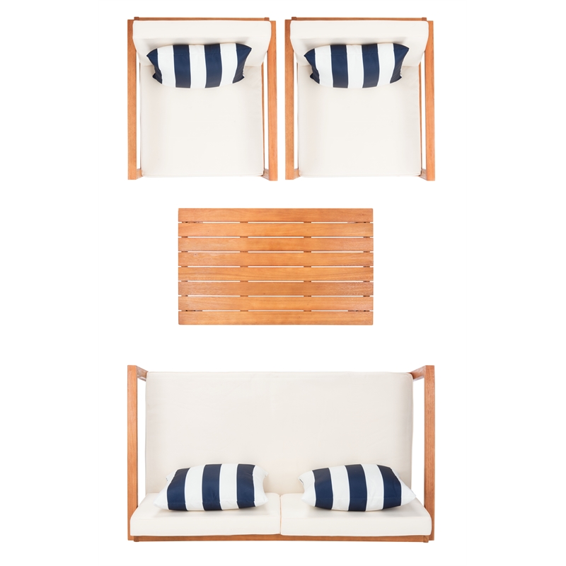 Safavieh Montez 4 Piece Wood and Fabric Set in Natural / Beige