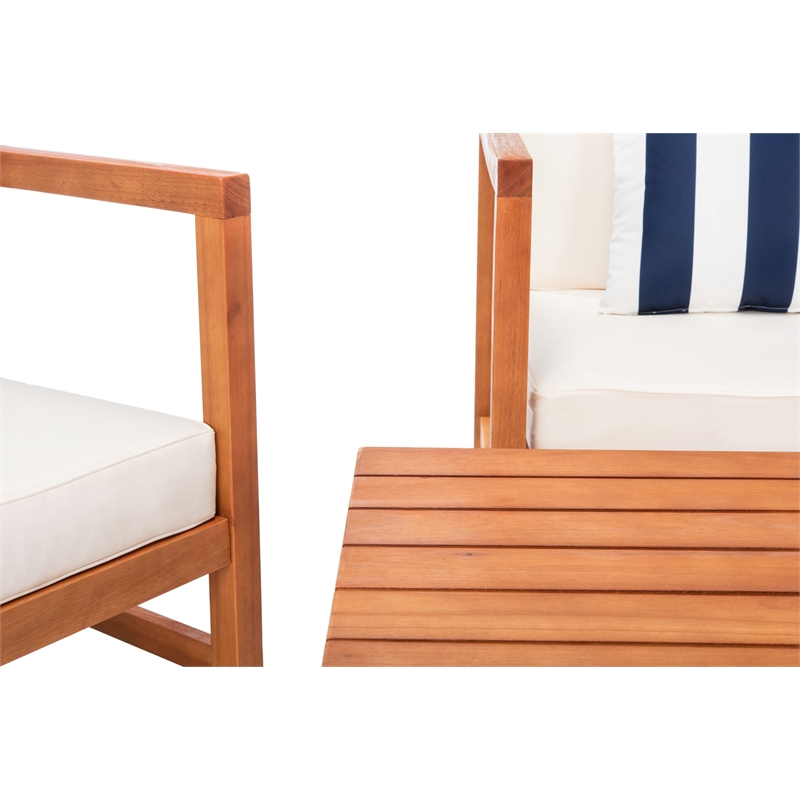 Safavieh Montez 4 Piece Wood and Fabric Set in Natural / Beige