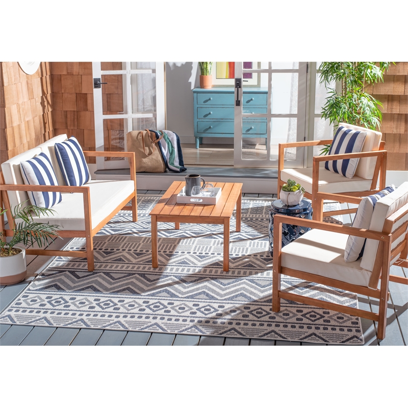 Safavieh Montez 4 Piece Wood and Fabric Set in Natural / Beige