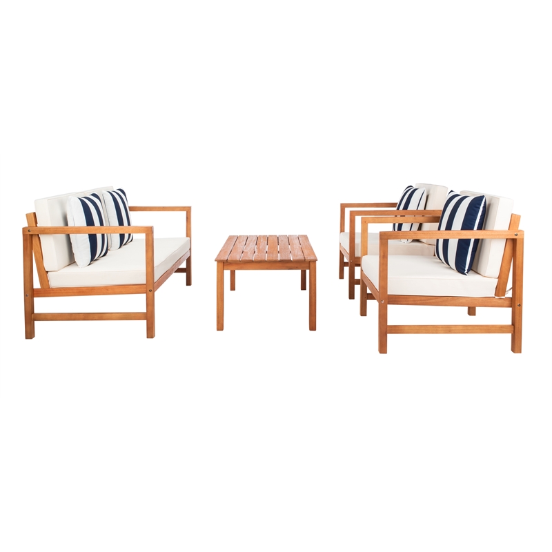 Safavieh Montez 4 Piece Wood and Fabric Set in Natural / Beige