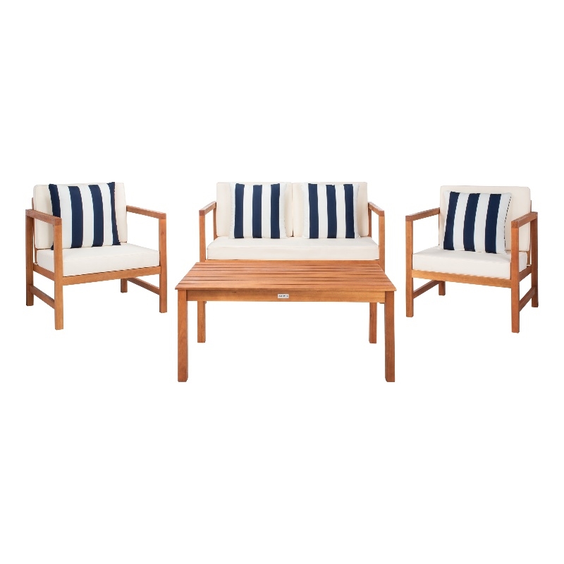 Safavieh Montez 4 Piece Wood and Fabric Set in Natural / Beige
