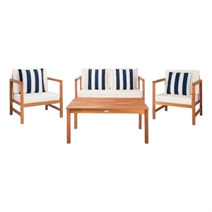 Safavieh Montez 4 Piece Wood and Fabric Set in Natural / Beige