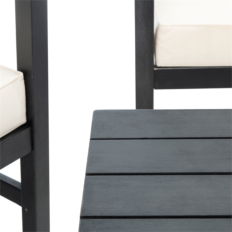 Safavieh Montez 4 Piece Wood and Fabric Set in Black / Beige