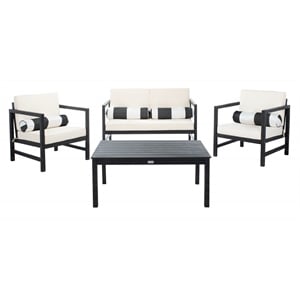Safavieh Montez 4 Piece Wood and Fabric Set in Black / Beige