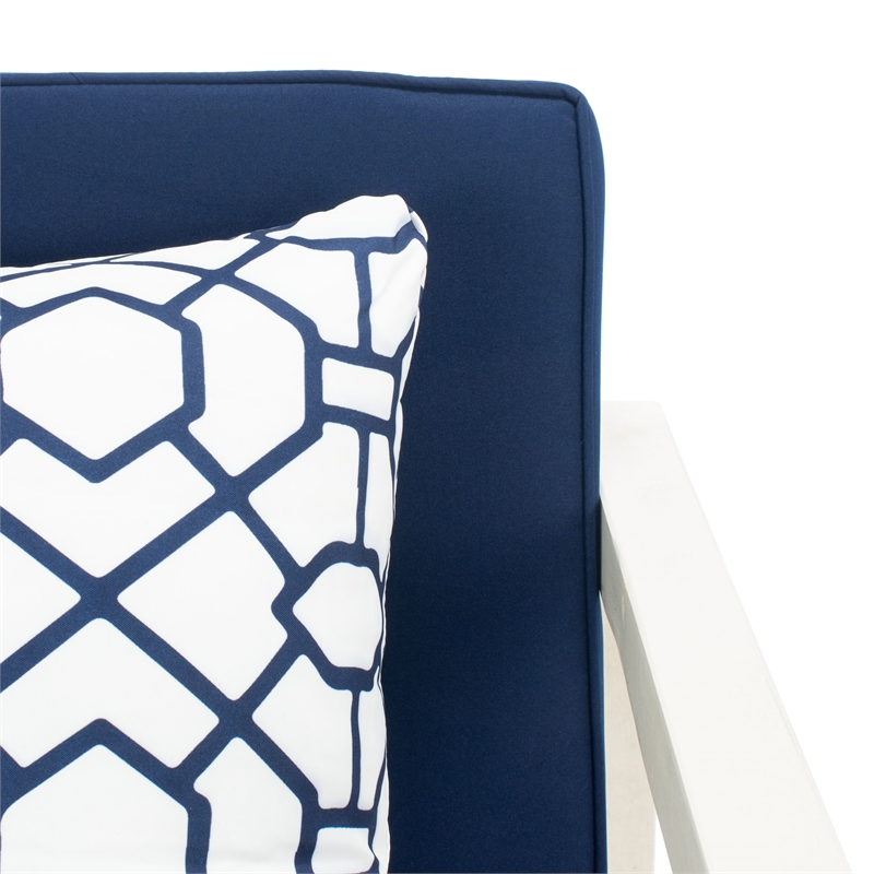 Safavieh Montez 4 Piece Wood and Fabric Set in White / Navy
