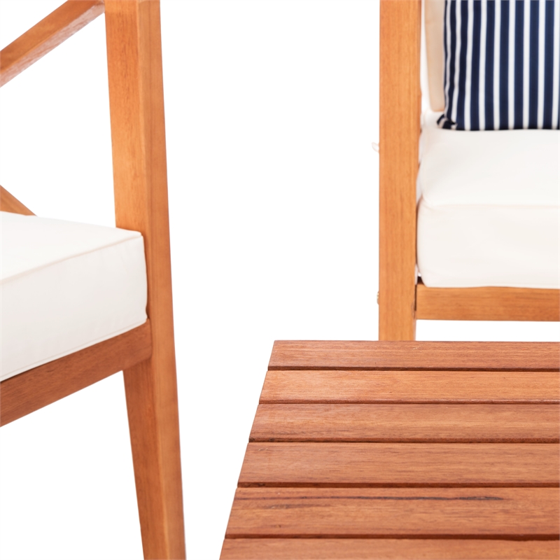Safavieh Nunzio 4 Piece Wood and Fabric Set in Natural / Beige