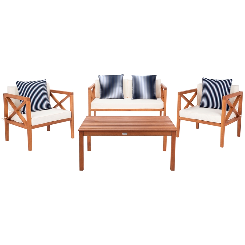Safavieh Nunzio 4 Piece Wood and Fabric Set in Natural / Beige