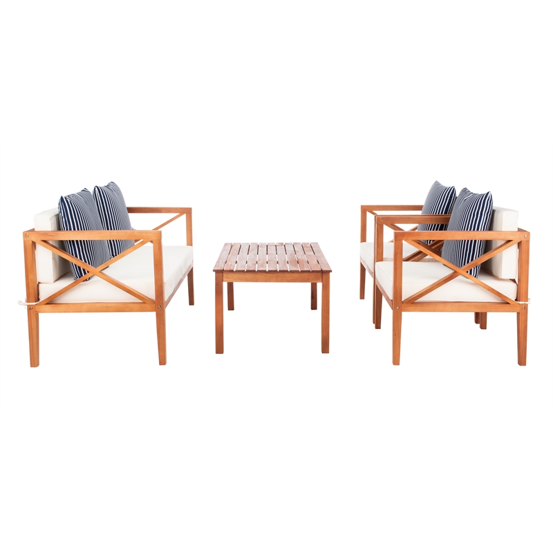 Safavieh Nunzio 4 Piece Wood and Fabric Set in Natural / Beige