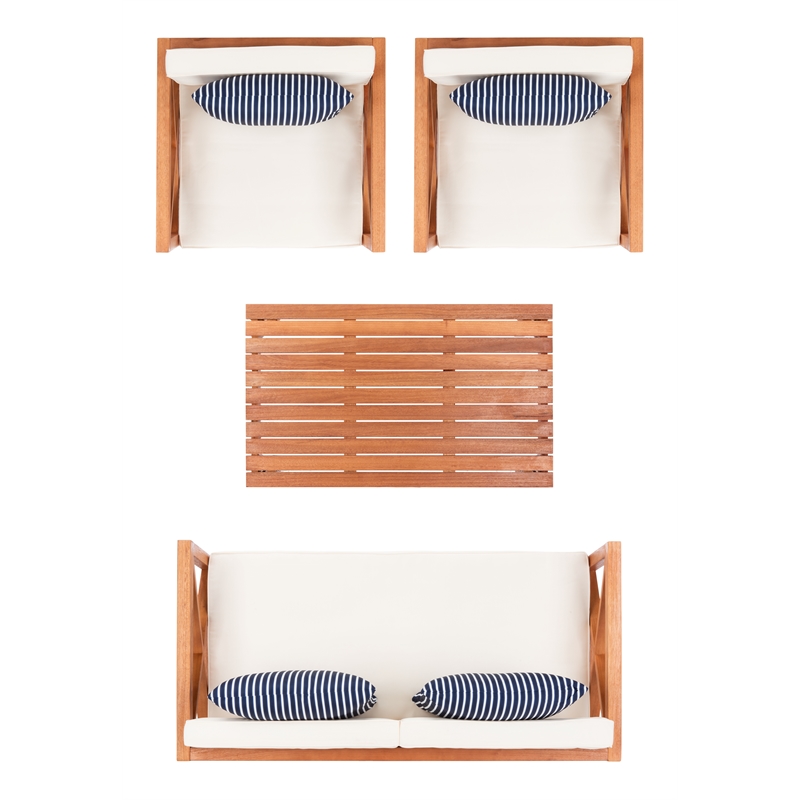 Safavieh Nunzio 4 Piece Wood and Fabric Set in Natural / Beige