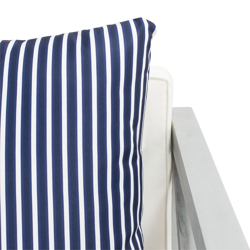 Safavieh Nunzio 4 Piece Wood and Fabric Set in Gray / Beige / Navy