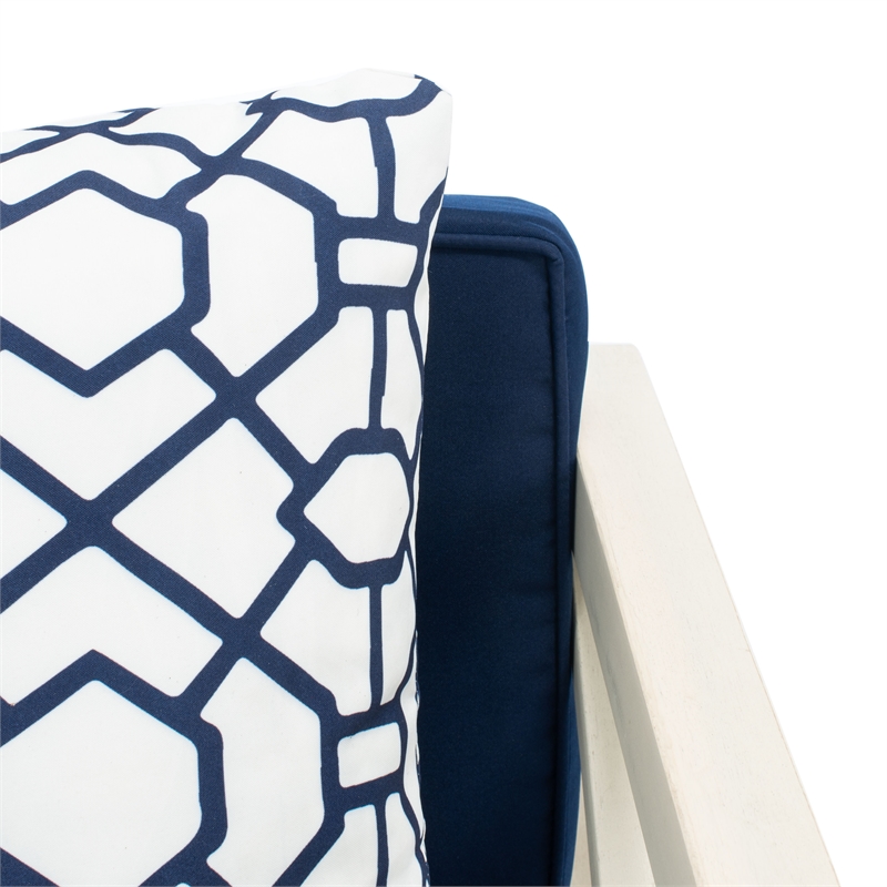 Safavieh Nunzio 4 Piece Wood and Fabric Set in White / Navy