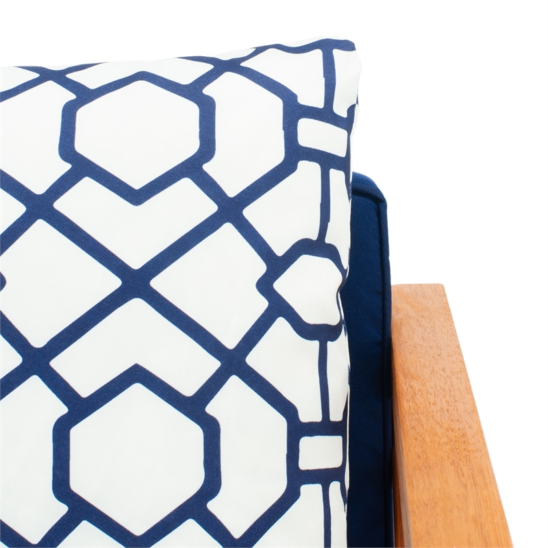 Safavieh Nunzio 4 Piece Wood and Fabric Set in Natural / Navy
