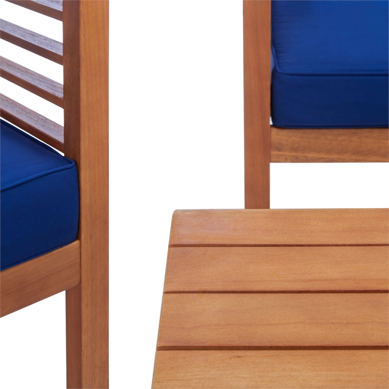Safavieh Alda 4 Piece Wood and Fabric Set in Natural / Navy